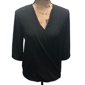{Ann Taylor} Black V Neck Wrap Blouse